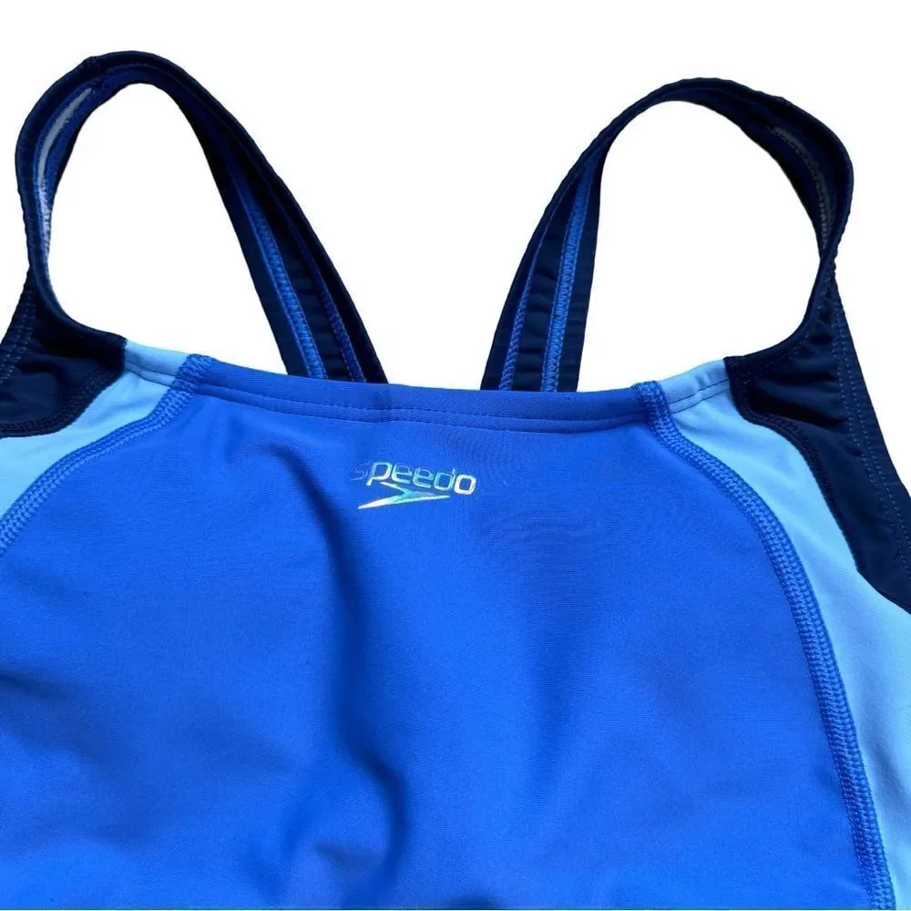 Speedo Heather Quantum Splice Swimsuit Size 6 Hyper Blue NWT